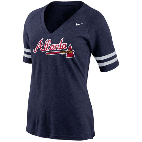 Nike Atlanta Braves Ladies 2014 MLB Replica V-Neck T-Shirt - Navy Blue