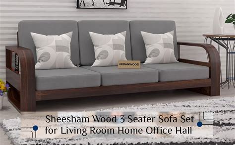 UW UrbanWood Sheesham Wood 3 Seater Sofa Set for Living Room Home ...