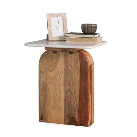 Timbero Marble Top and Wood End Table – Fabuliv
