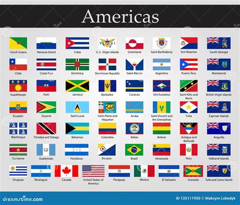 Flags of All Countries of the American Continents Stock Illustration ...