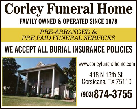 Corley Funeral Home 418 N 13th St, Corsicana, TX 75110 - YP.com