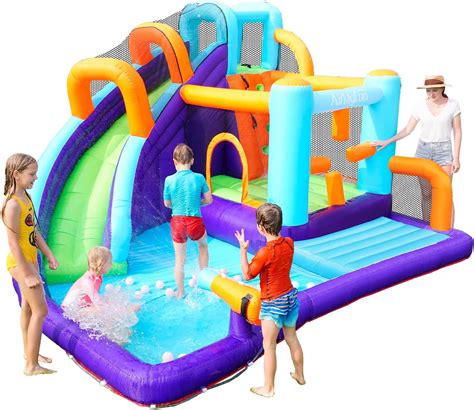 Amazon.com: AirMyFun Inflatable Water Slide, Kids Bouncer Slide, Water Bouncy House for Wet and ...