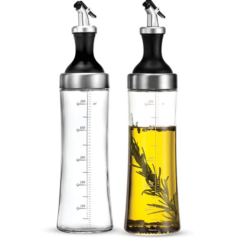 FineDine Superior Glass Oil and Vinegar Dispenser, Modern Olive Oil ...