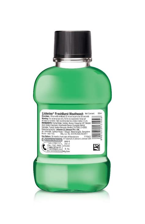 Listerine Freshburst MouthWash, 80 ml Price, Uses, Side Effects ...