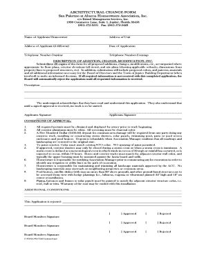 Fillable Online ARCHITECTURAL CHANGE FORM San Palermo at Abacoa ...