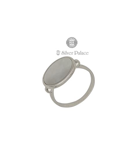 92.5 Sterling Silver Finger Ring With Oval White Stone - Silver Palace