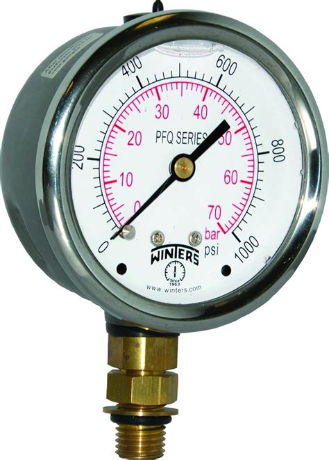 Winters PFQ Series Dual Scale Liquid Filled Pressure Gauge with Brass ...