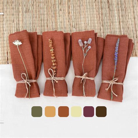 Thanksgiving Linen Table Napkin Set - Fall Cinnamon Napkins Solid Color ...