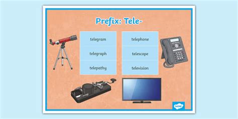 Words with Tele- Prefix Word Mat (teacher made) - Twinkl