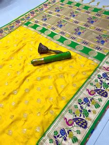 Buy Pandadi Saree Woven Paithani Cotton Silk Multicolor Sarees Online ...