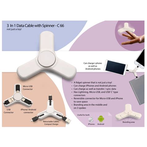 3 In 1 Data Cable With Spinner - C 66 – Marsh Clothing