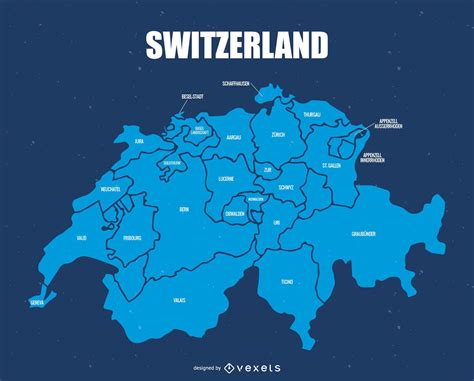 Descarga Vector De Mapa De La División Administrativa De Suiza