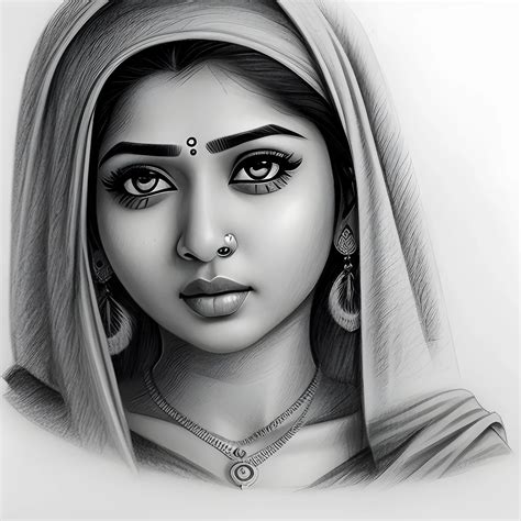 Pencil Sketch Of Indian Girl