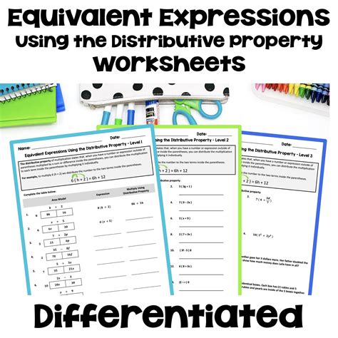 Equivalent Expressions Distributive Property Grade 6 Math: