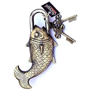 Susajjit Decor Fish Shape Pad Lock with 2 Keys Security Lock for Door ...