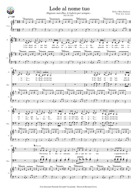 Lode al nome tuo – RnS Sheet music for Piano, Soprano, Baritone (Church ...