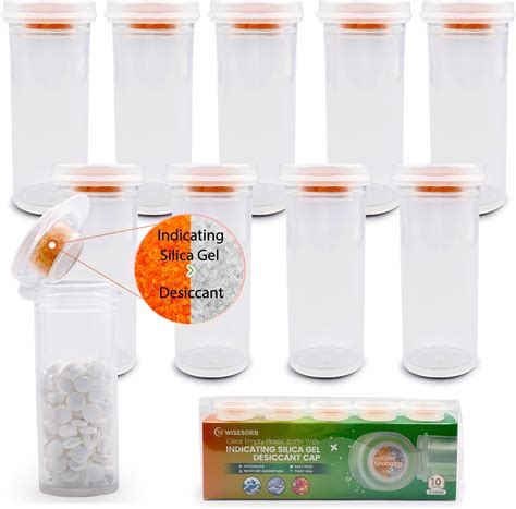 Amazon.com: Wisesorb Desiccant Cap Pill Bottle 8 Dram 10pcs, Pill ...