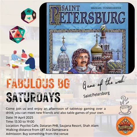 Fabulous Board Game Saturdays 19 April 2025, Tingkat 1, Block F Dataran ...