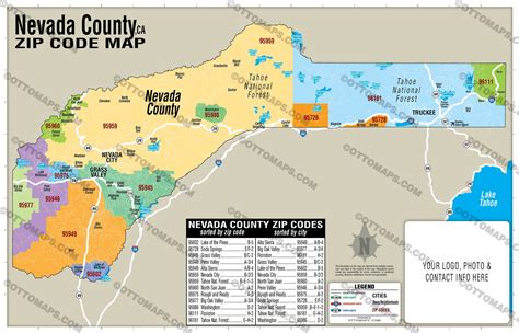 Nevada County Zip Code Map - California – Otto Maps