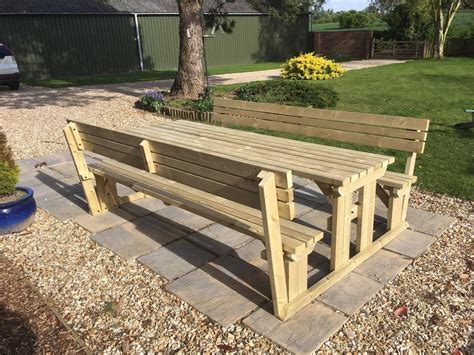 Buy ALDERS Wooden Garden Picnic Table and Benches with Back Rest ...