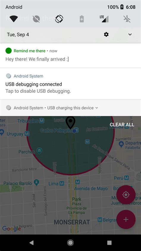 Android Geofence Tutorial 的图像结果