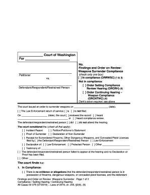 Weapons Surrender Compliance Order - Blank Fillable Template | Fill Out ...