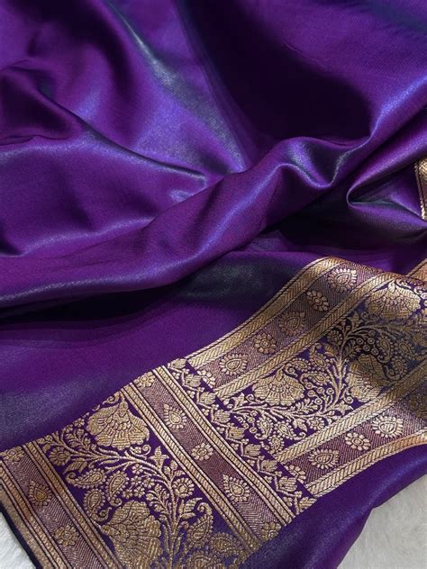 Satin Silk Saree Floral Boota in Purple Shades SS27 – ZAIRA