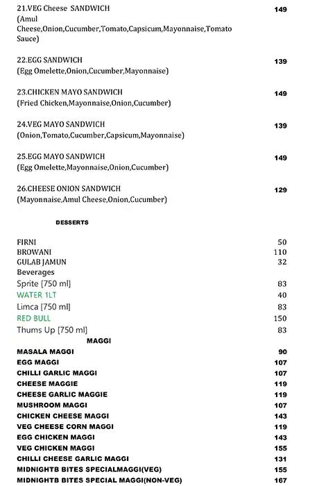 Menu at The Food Bites, Kolkata