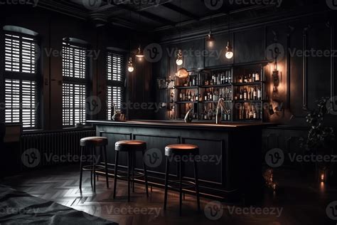 Creative black bar interior. 23380299 Stock Photo at Vecteezy