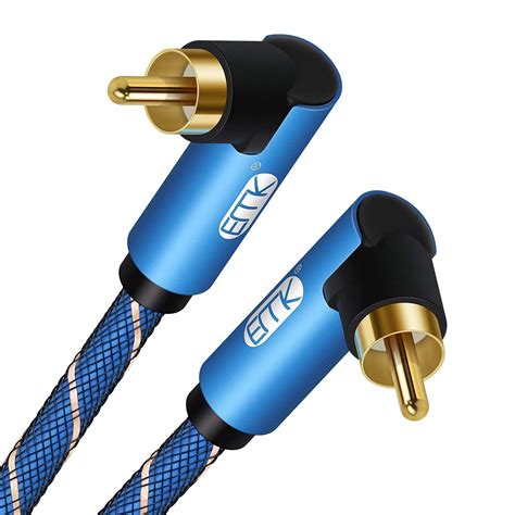 RCA Cable, EMK 90 Degree Right Angle RCA to RCA Audio Cable[24K Gold ...