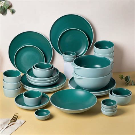 Luxury Dinner Set Online - Zoella Green Ceramic Dinner Set | Nestasia