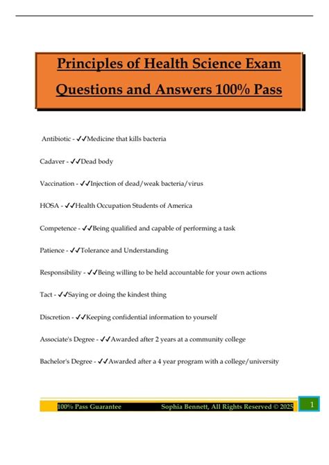 Principles of Health Science Exam Questions and Answers 100% Pass ...