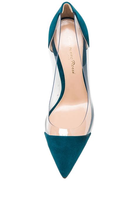 Gianvito Rossi Suede & Plexy Laser Pumps in Pavone | FWRD