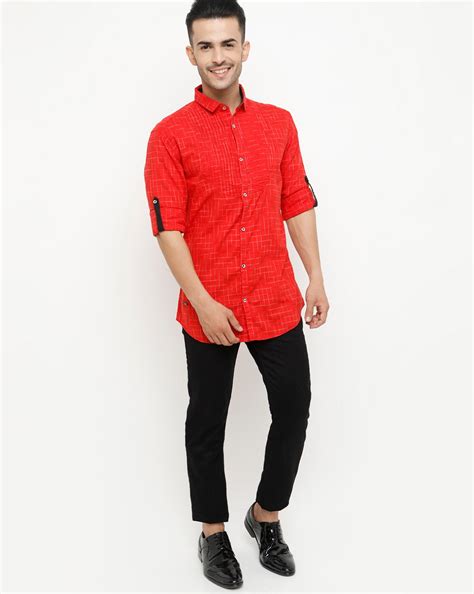 Buy Red WITH Checked Shirt | AJIO