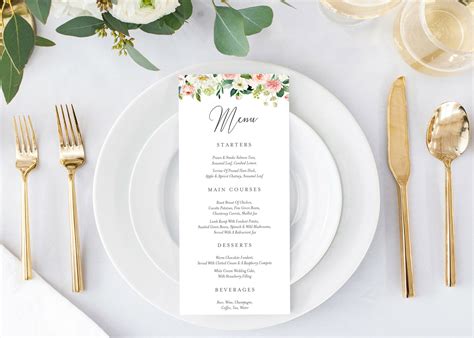 Wedding Menu Card Template