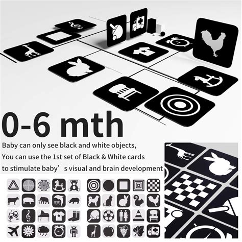 MINTLIFE Black White Flash Cards for Babies 20 Cards 40 Pages 8.4'' x 8 ...