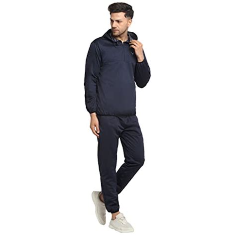 Invincible Men's Light Weight Stretchable Sauna Lined Warm Up Set Navy ...