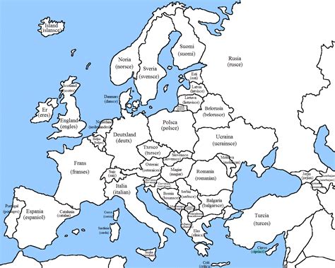 Blank Map Of Europe Printable