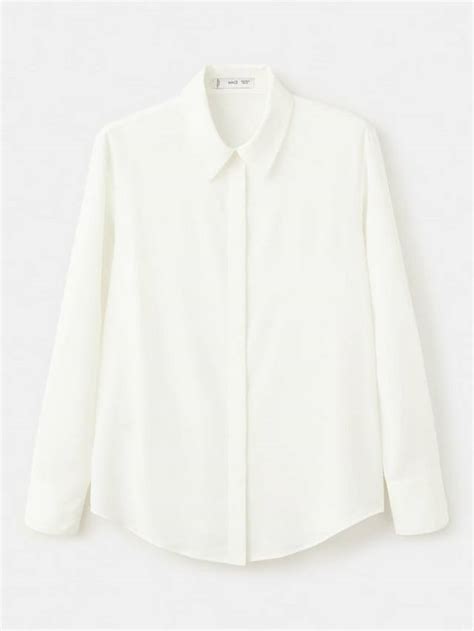 Mango Basic Long Sleeve Shirt, Natural White