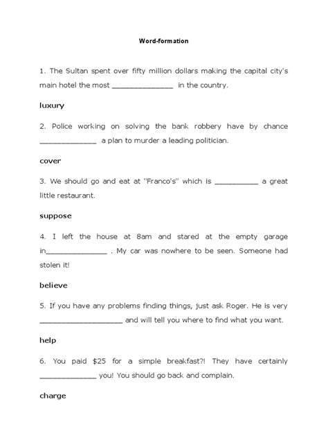 Word Form Exercise .Pdf 的图像结果