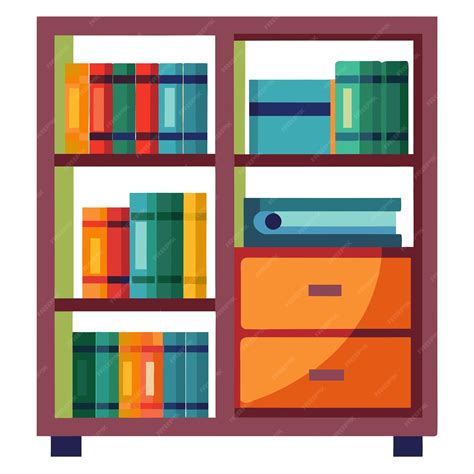 Bookcase clip art and Vector Design With a White Background | Premium ...