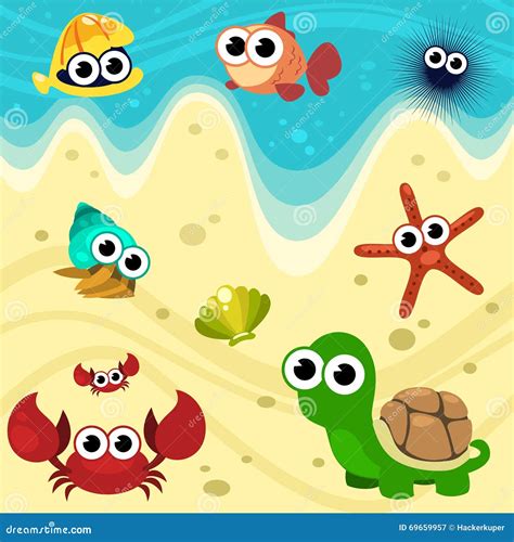 Beach-animals Cartoon Vector | CartoonDealer.com #3864543