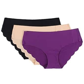 Buy Amkasy Women's Seamless Mid-Rise Panties No Show Laser Cut Hipster ...