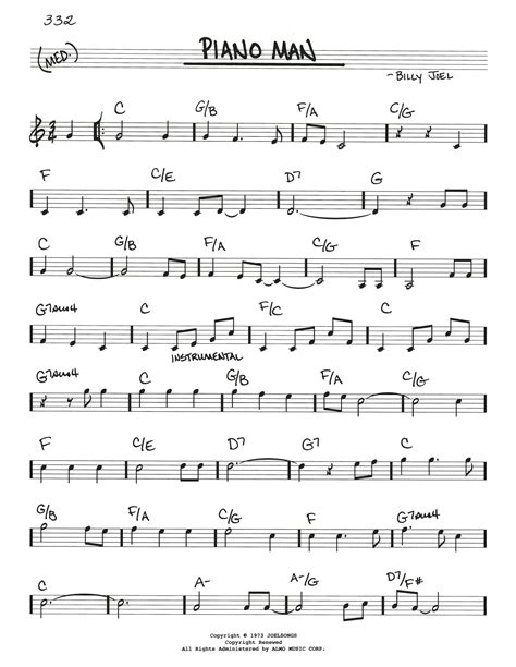 Piano Man (Real Book – Melody & Chords) - Print Sheet Music Now