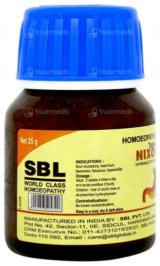 Sbl Nixocid Tablet 25 Gm - Uses, Side Effects, Dosage, Price | Truemeds