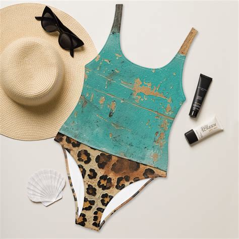 One Piece Leopard Swimsuit Animal Print Swimwear All Over Print ...