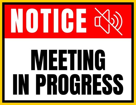 Free Printable In A Meeting Sign Templates [PDF] For Door, Cubicle