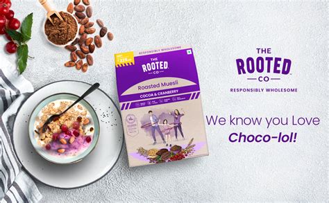 The Rooted Co Roasted Muesli Cereals - Cocoa & Cranberry, 400g | Rolled ...