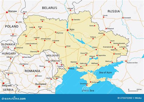 карта украины и соседей иллюстрация вектора. иллюстрации насчитывающей политическо - 273372202
