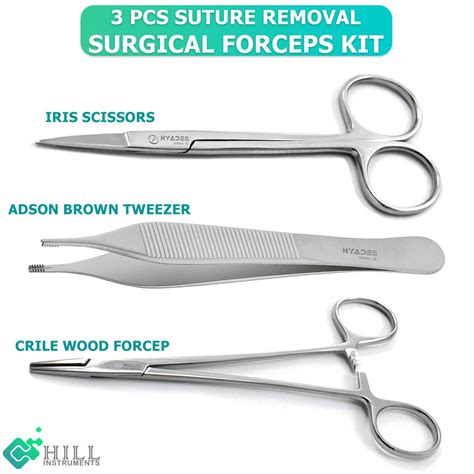 Complete 3 Pcs Suture Removal Kit: Needle Holder, Iris Scissor, Tissue ...